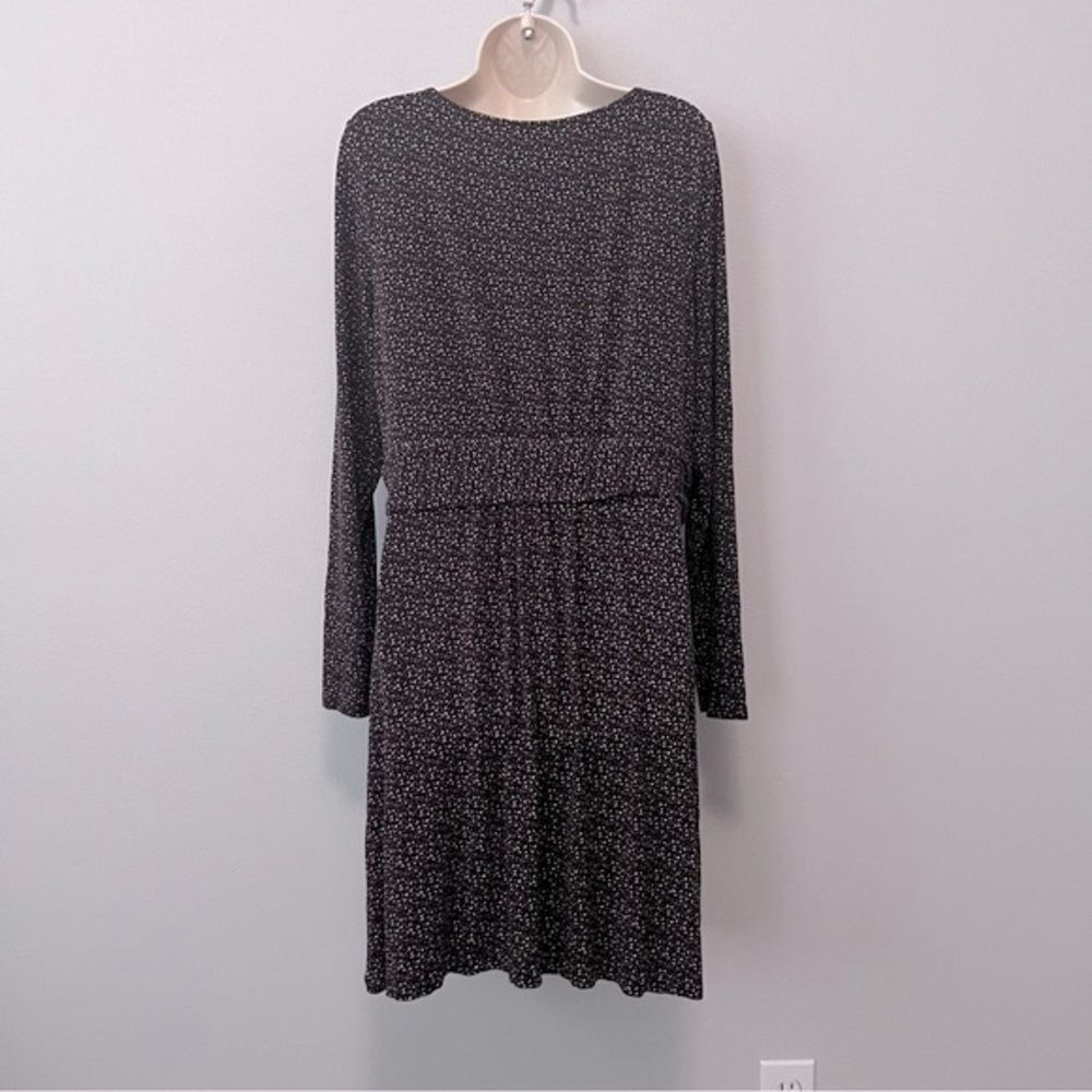 Boden Dark Brown Micro-Dot Print Long Sleeve Midi Dress - Picture 4 of 13